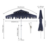 Mossbank 8.5 ft. Coastal Double-Tiered Castle Market Patio Umbrella with Auto-Tilt Crank Wind Vent and UV Protection