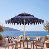 Mossbank 8.5 ft. Coastal Double-Tiered Castle Market Patio Umbrella with Auto-Tilt Crank Wind Vent and UV Protection