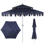 Mossbank 8.5 ft. Coastal Double-Tiered Castle Market Patio Umbrella with Auto-Tilt Crank Wind Vent and UV Protection