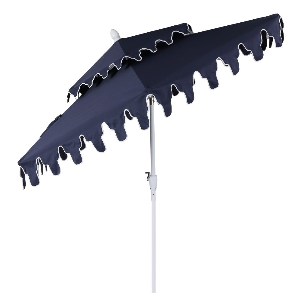 Mossbank 8.5 ft. Coastal Double-Tiered Castle Market Patio Umbrella with Auto-Tilt Crank Wind Vent and UV Protection