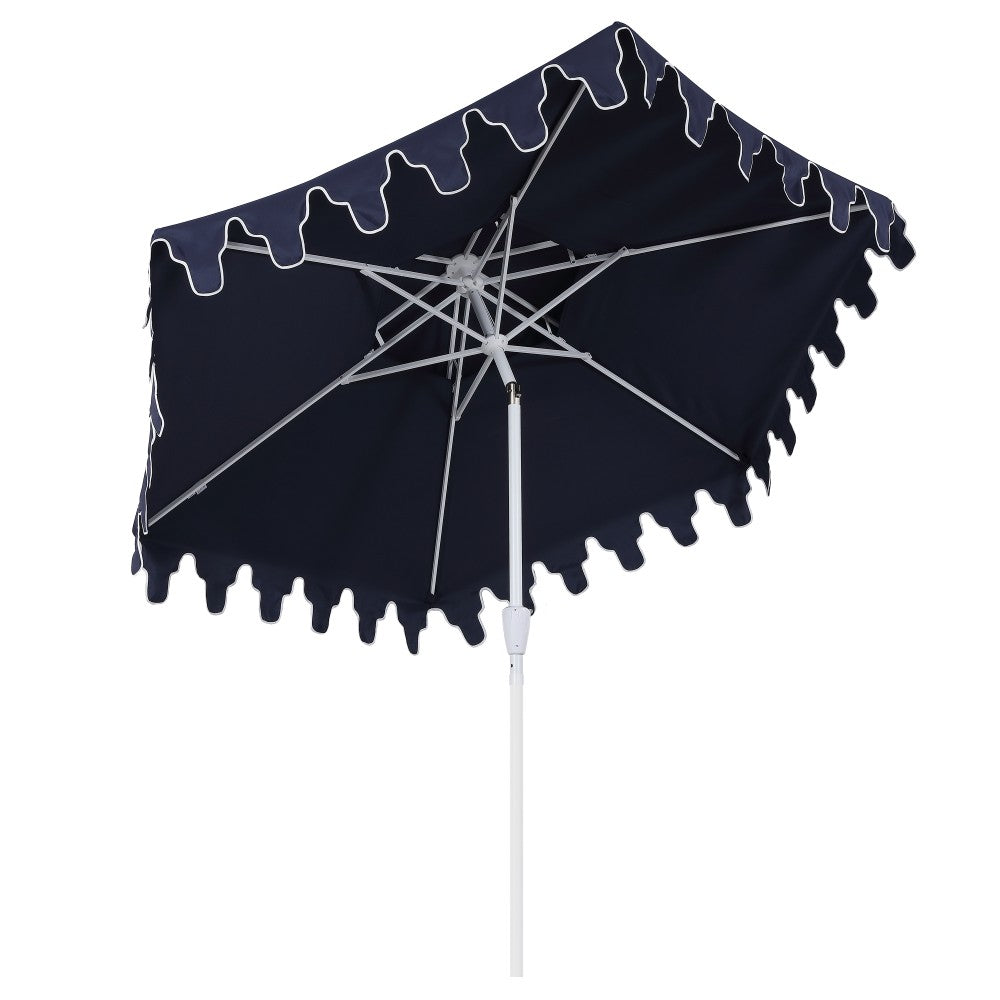 Mossbank 8.5 ft. Coastal Double-Tiered Castle Market Patio Umbrella with Auto-Tilt Crank Wind Vent and UV Protection