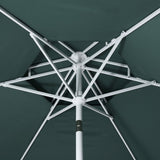 Mossbank 8.5 ft. Coastal Double-Tiered Castle Market Patio Umbrella with Auto-Tilt Crank Wind Vent and UV Protection