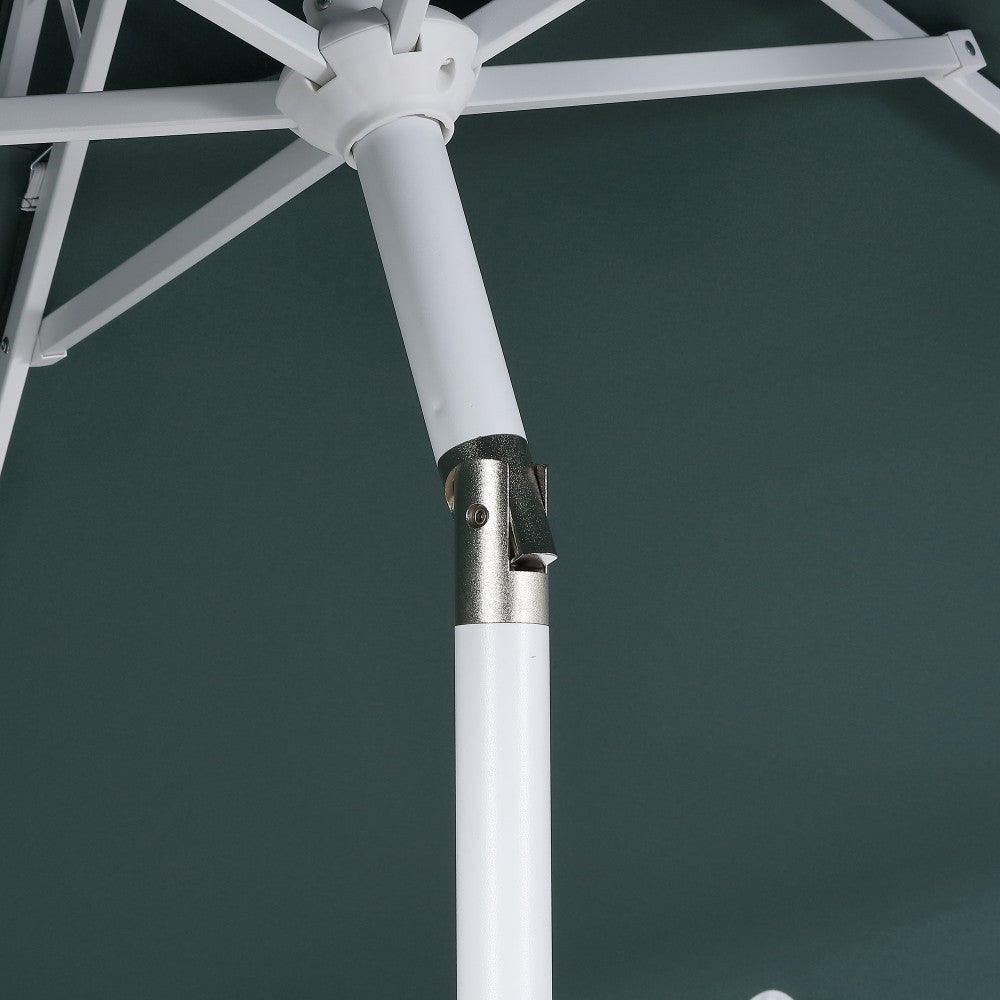 Mossbank 8.5 ft. Coastal Double-Tiered Castle Market Patio Umbrella with Auto-Tilt Crank Wind Vent and UV Protection