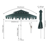 Mossbank 8.5 ft. Coastal Double-Tiered Castle Market Patio Umbrella with Auto-Tilt Crank Wind Vent and UV Protection