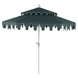 Mossbank 8.5 ft. Coastal Double-Tiered Castle Market Patio Umbrella with Auto-Tilt Crank Wind Vent and UV Protection