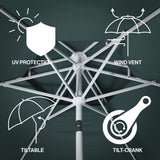 Mossbank 8.5 ft. Coastal Double-Tiered Castle Market Patio Umbrella with Auto-Tilt Crank Wind Vent and UV Protection