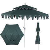 Mossbank 8.5 ft. Coastal Double-Tiered Castle Market Patio Umbrella with Auto-Tilt Crank Wind Vent and UV Protection