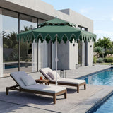 Mossbank 8.5 ft. Coastal Double-Tiered Castle Market Patio Umbrella with Auto-Tilt Crank Wind Vent and UV Protection