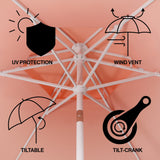 Mossbank 8.5 ft. Coastal Double-Tiered Castle Market Patio Umbrella with Auto-Tilt Crank Wind Vent and UV Protection