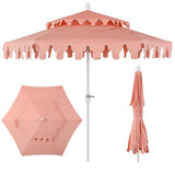 Mossbank 8.5 ft. Coastal Double-Tiered Castle Market Patio Umbrella with Auto-Tilt Crank Wind Vent and UV Protection