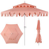 Mossbank 8.5 ft. Coastal Double-Tiered Castle Market Patio Umbrella with Auto-Tilt Crank Wind Vent and UV Protection