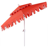Mossbank 8.5 ft. Coastal Double-Tiered Castle Market Patio Umbrella with Auto-Tilt Crank Wind Vent and UV Protection