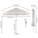 Riverstone 8.5 ft. Classic Castle Scalloped Market Patio Umbrella with Auto-Tilt Crank Wind Vent and UV Protection