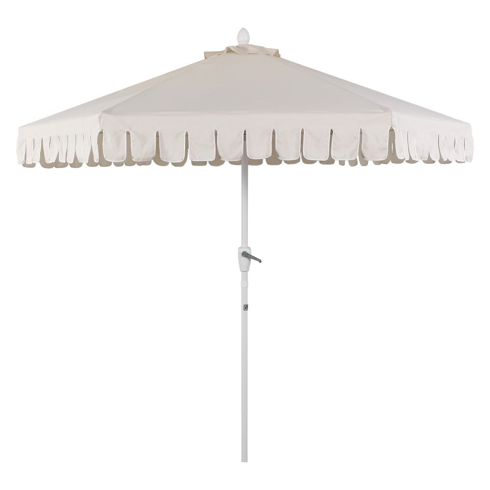 Riverstone 8.5 ft. Classic Castle Scalloped Market Patio Umbrella with Auto-Tilt Crank Wind Vent and UV Protection