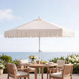 Riverstone 8.5 ft. Classic Castle Scalloped Market Patio Umbrella with Auto-Tilt Crank Wind Vent and UV Protection
