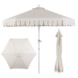 Riverstone 8.5 ft. Classic Castle Scalloped Market Patio Umbrella with Auto-Tilt Crank Wind Vent and UV Protection