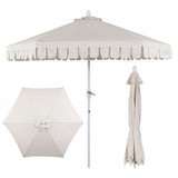 Riverstone 8.5 ft. Classic Castle Scalloped Market Patio Umbrella with Auto-Tilt Crank Wind Vent and UV Protection