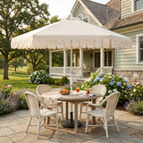 Riverstone 8.5 ft. Classic Castle Scalloped Market Patio Umbrella with Auto-Tilt Crank Wind Vent and UV Protection