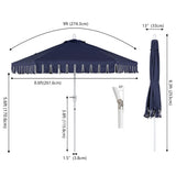 Riverstone 8.5 ft. Classic Castle Scalloped Market Patio Umbrella with Auto-Tilt Crank Wind Vent and UV Protection