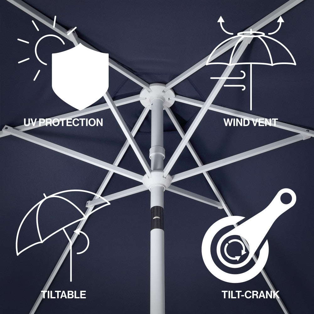 Riverstone 8.5 ft. Classic Castle Scalloped Market Patio Umbrella with Auto-Tilt Crank Wind Vent and UV Protection