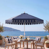 Riverstone 8.5 ft. Classic Castle Scalloped Market Patio Umbrella with Auto-Tilt Crank Wind Vent and UV Protection