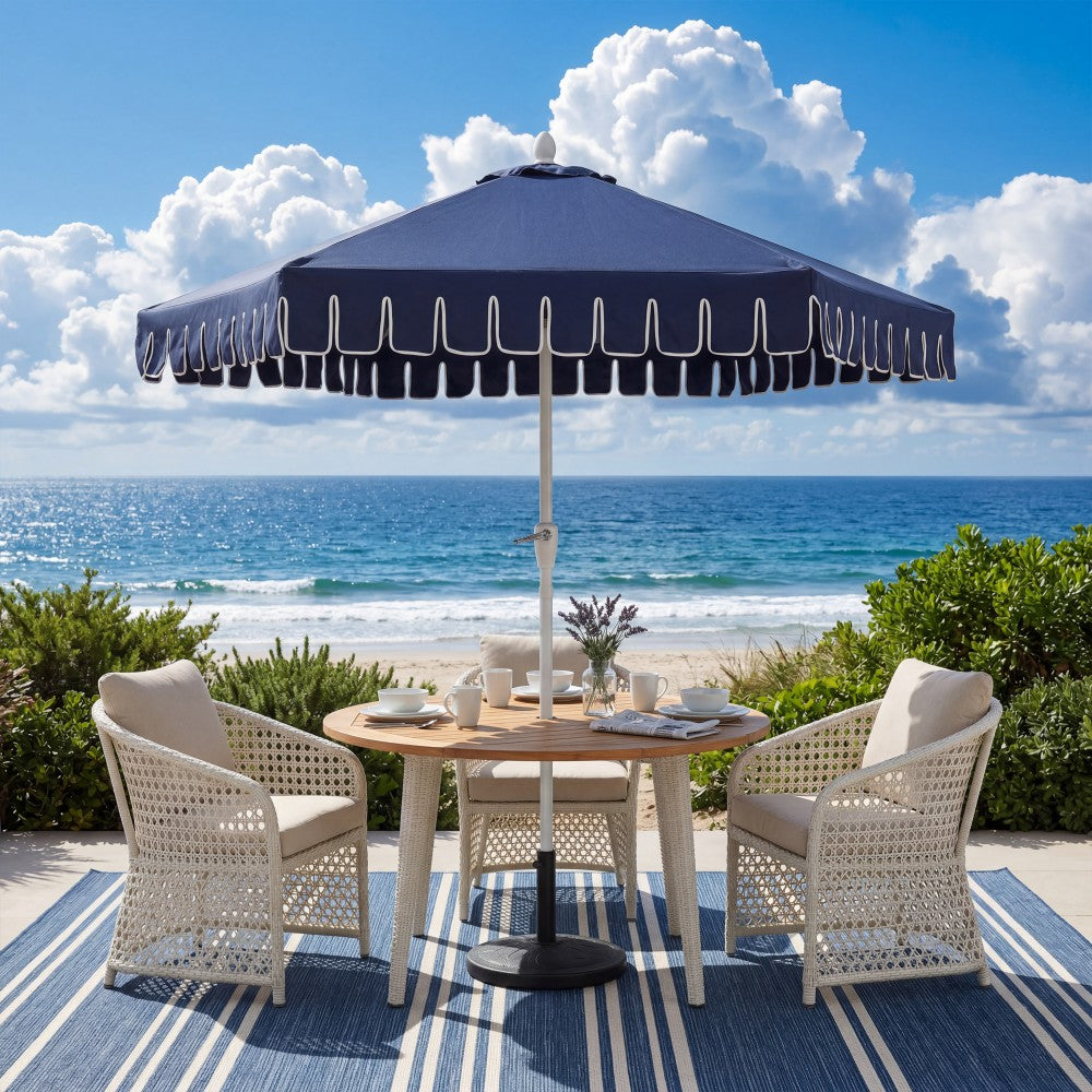 Riverstone 8.5 ft. Classic Castle Scalloped Market Patio Umbrella with Auto-Tilt Crank Wind Vent and UV Protection