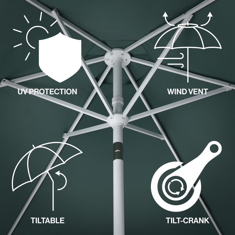 Riverstone 8.5 ft. Classic Castle Scalloped Market Patio Umbrella with Auto-Tilt Crank Wind Vent and UV Protection