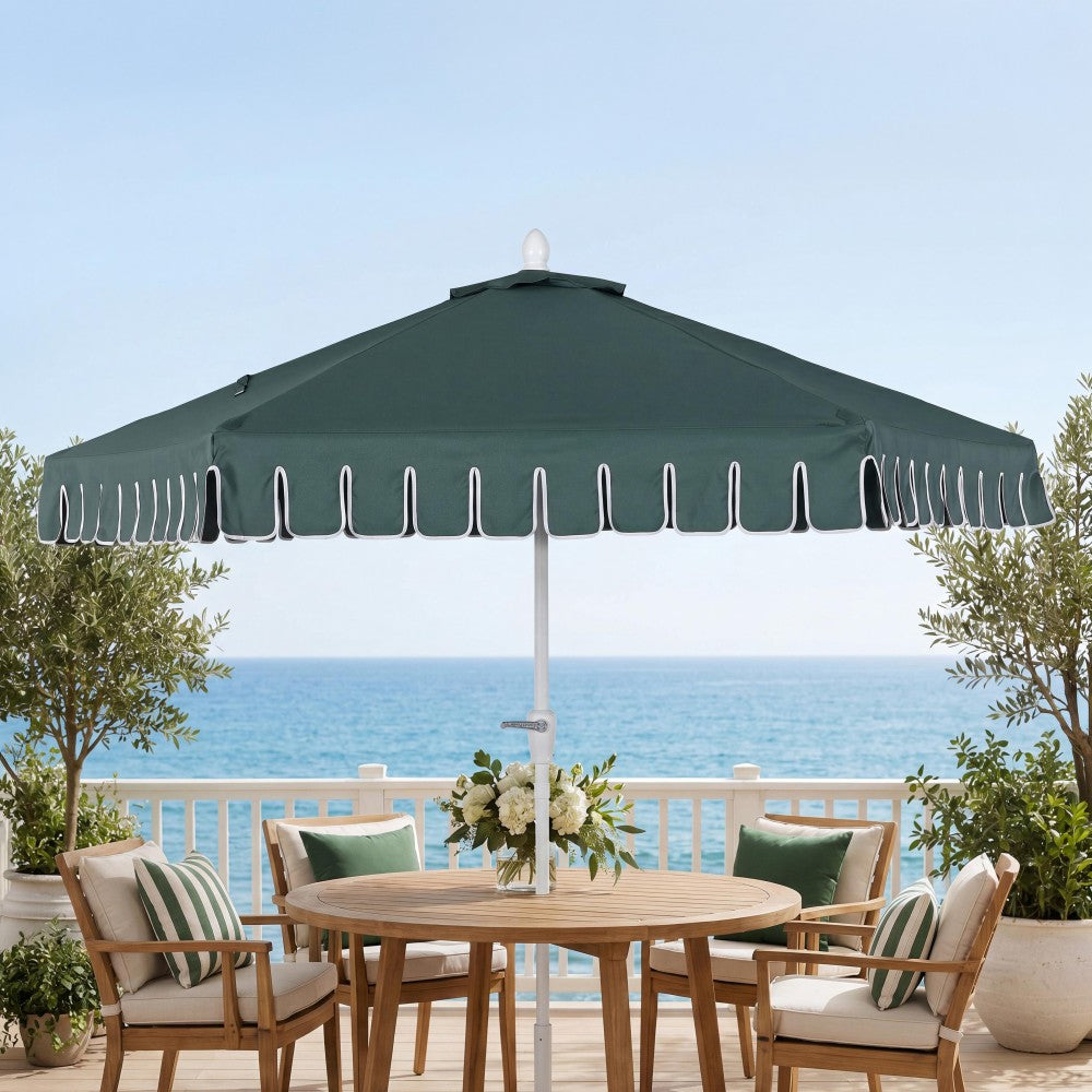 Riverstone 8.5 ft. Classic Castle Scalloped Market Patio Umbrella with Auto-Tilt Crank Wind Vent and UV Protection