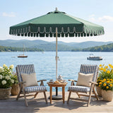 Riverstone 8.5 ft. Classic Castle Scalloped Market Patio Umbrella with Auto-Tilt Crank Wind Vent and UV Protection