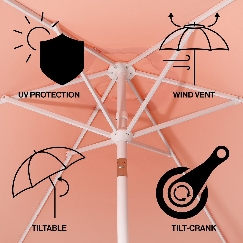 Riverstone 8.5 ft. Classic Castle Scalloped Market Patio Umbrella with Auto-Tilt Crank Wind Vent and UV Protection