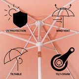 Riverstone 8.5 ft. Classic Castle Scalloped Market Patio Umbrella with Auto-Tilt Crank Wind Vent and UV Protection
