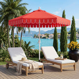 Riverstone 8.5 ft. Classic Castle Scalloped Market Patio Umbrella with Auto-Tilt Crank Wind Vent and UV Protection