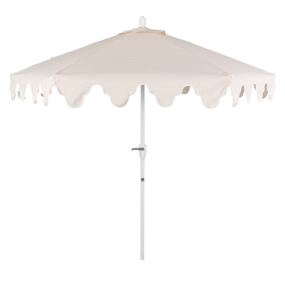 Oakhaven  9 ft. Bohemian Coastal Lotus Scallop Market Patio Umbrella with Auto-Tilt Crank Wind Vent and UV Protection