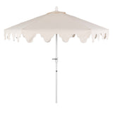 Oakhaven  9 ft. Bohemian Coastal Lotus Scallop Market Patio Umbrella with Auto-Tilt Crank Wind Vent and UV Protection