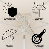 Oakhaven  9 ft. Bohemian Coastal Lotus Scallop Market Patio Umbrella with Auto-Tilt Crank Wind Vent and UV Protection