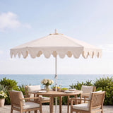 Oakhaven  9 ft. Bohemian Coastal Lotus Scallop Market Patio Umbrella with Auto-Tilt Crank Wind Vent and UV Protection