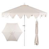 Oakhaven  9 ft. Bohemian Coastal Lotus Scallop Market Patio Umbrella with Auto-Tilt Crank Wind Vent and UV Protection