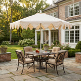 Oakhaven  9 ft. Bohemian Coastal Lotus Scallop Market Patio Umbrella with Auto-Tilt Crank Wind Vent and UV Protection
