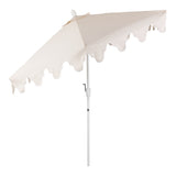 Oakhaven  9 ft. Bohemian Coastal Lotus Scallop Market Patio Umbrella with Auto-Tilt Crank Wind Vent and UV Protection