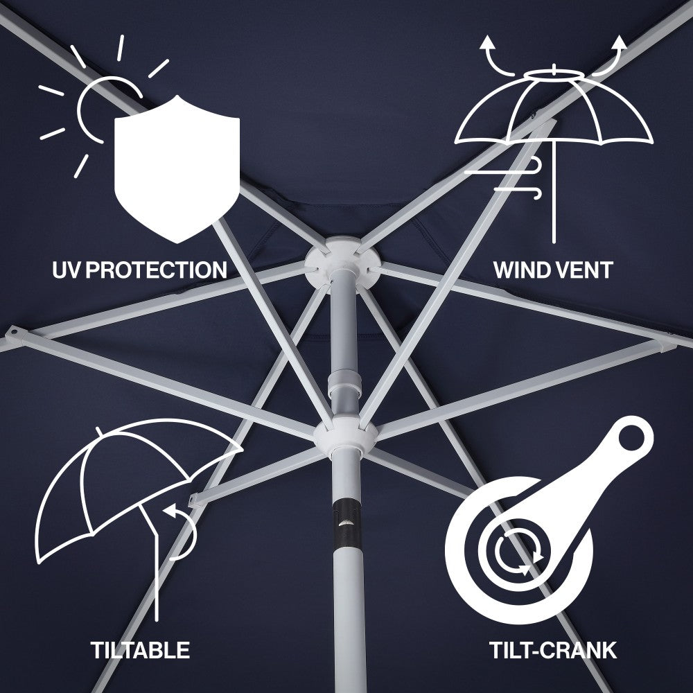 Oakhaven  9 ft. Bohemian Coastal Lotus Scallop Market Patio Umbrella with Auto-Tilt Crank Wind Vent and UV Protection