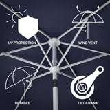 Oakhaven  9 ft. Bohemian Coastal Lotus Scallop Market Patio Umbrella with Auto-Tilt Crank Wind Vent and UV Protection