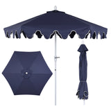 Oakhaven  9 ft. Bohemian Coastal Lotus Scallop Market Patio Umbrella with Auto-Tilt Crank Wind Vent and UV Protection