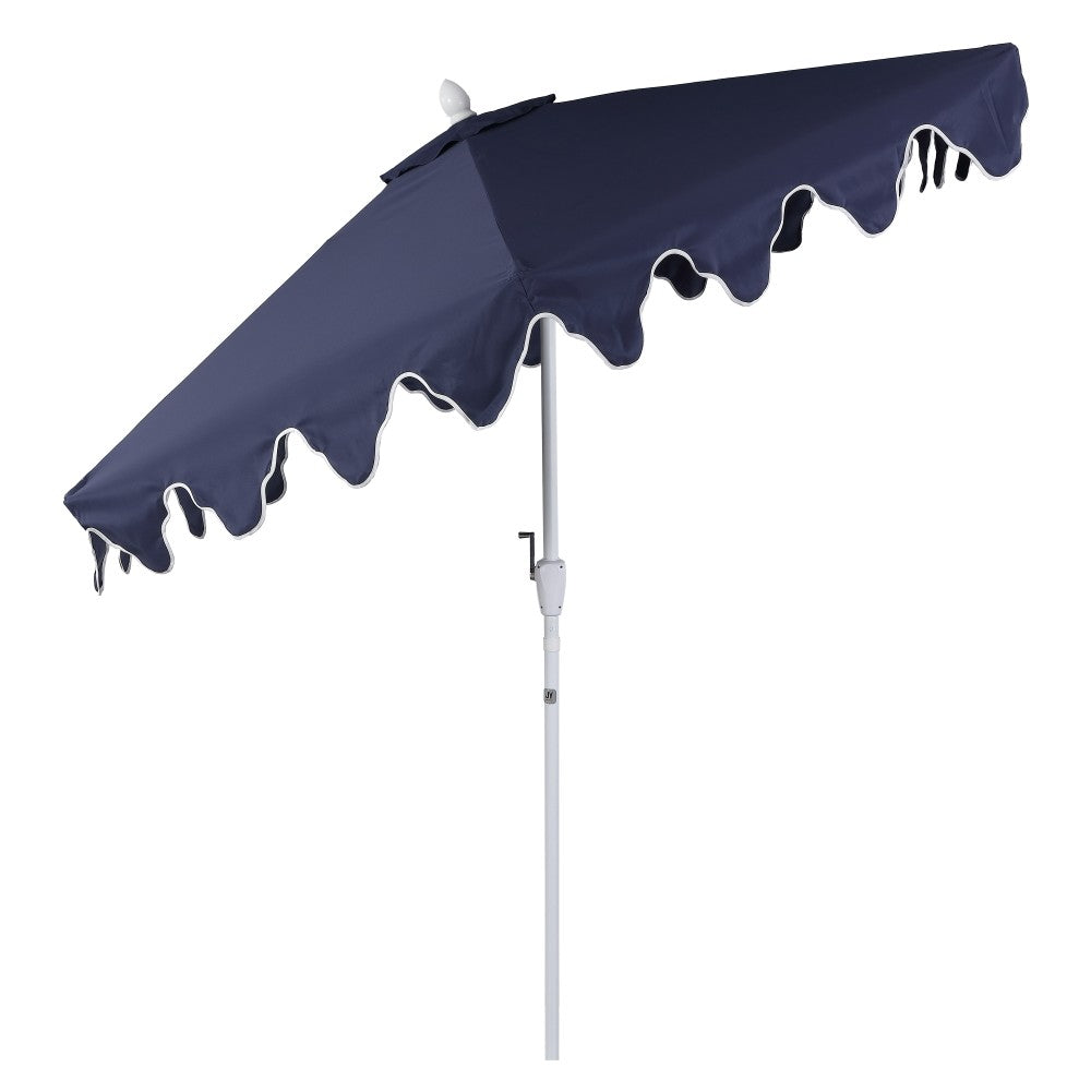 Oakhaven  9 ft. Bohemian Coastal Lotus Scallop Market Patio Umbrella with Auto-Tilt Crank Wind Vent and UV Protection