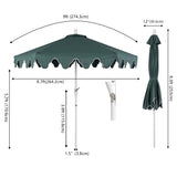 Oakhaven  9 ft. Bohemian Coastal Lotus Scallop Market Patio Umbrella with Auto-Tilt Crank Wind Vent and UV Protection
