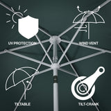 Oakhaven  9 ft. Bohemian Coastal Lotus Scallop Market Patio Umbrella with Auto-Tilt Crank Wind Vent and UV Protection