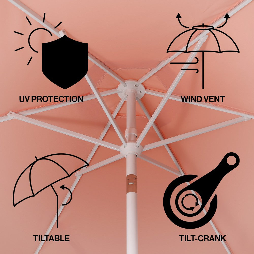 Oakhaven  9 ft. Bohemian Coastal Lotus Scallop Market Patio Umbrella with Auto-Tilt Crank Wind Vent and UV Protection
