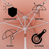 Oakhaven  9 ft. Bohemian Coastal Lotus Scallop Market Patio Umbrella with Auto-Tilt Crank Wind Vent and UV Protection
