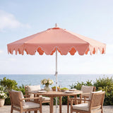 Oakhaven  9 ft. Bohemian Coastal Lotus Scallop Market Patio Umbrella with Auto-Tilt Crank Wind Vent and UV Protection