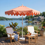 Oakhaven  9 ft. Bohemian Coastal Lotus Scallop Market Patio Umbrella with Auto-Tilt Crank Wind Vent and UV Protection
