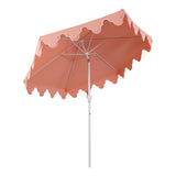 Oakhaven  9 ft. Bohemian Coastal Lotus Scallop Market Patio Umbrella with Auto-Tilt Crank Wind Vent and UV Protection